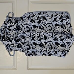 Tommy Hilfiger Sleeveless Navy Blue and White Paisley Top